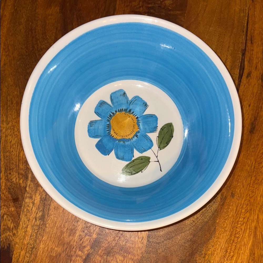 Vintage MCM Rossini Genuine Ironstone Serving/Fruit Bowl- Turquoise Blue